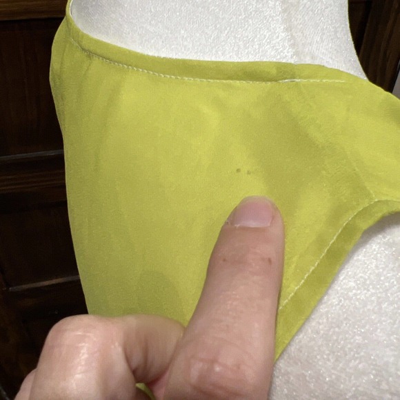 Liz Claiborne Shirt Women Small Lime Green Blue Colorblock V Neck Sheer Camisole - Picture 8 of 16